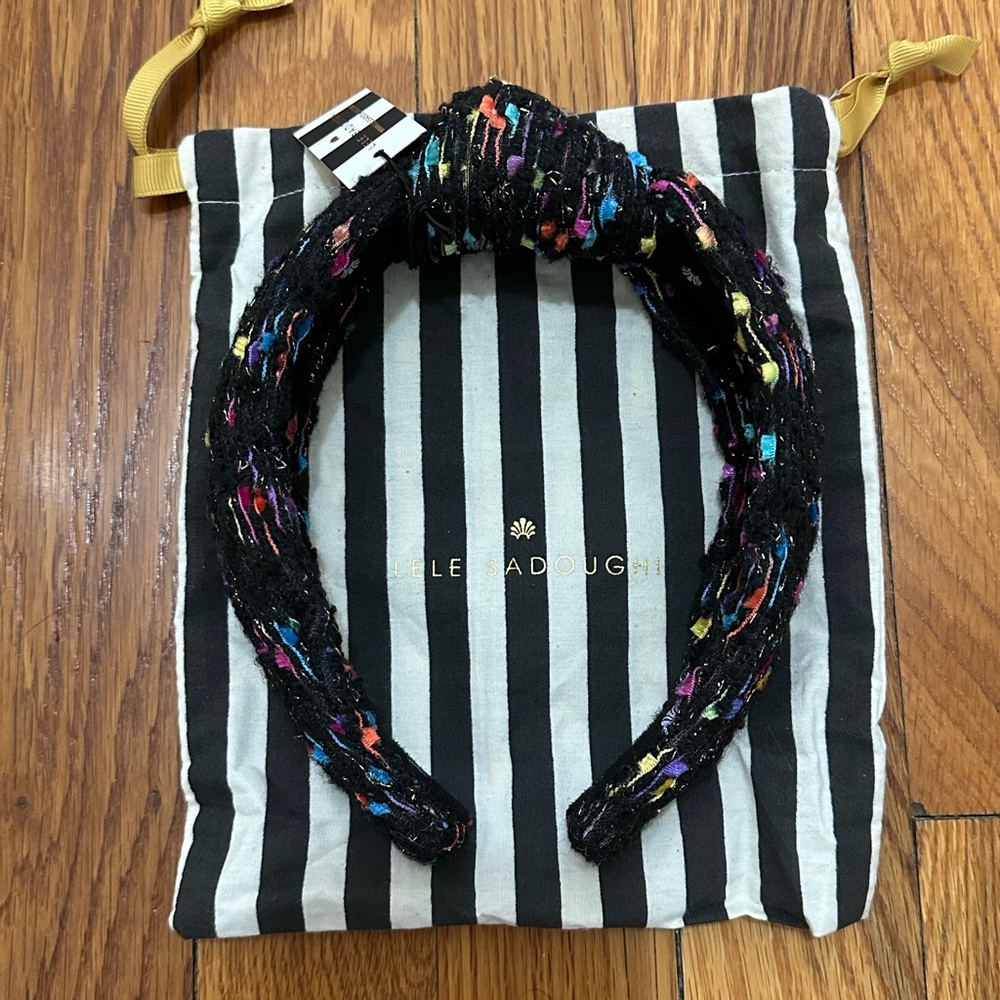 Lele Sadoughi Multicolor Shimmer Confetti Black Headband NWT